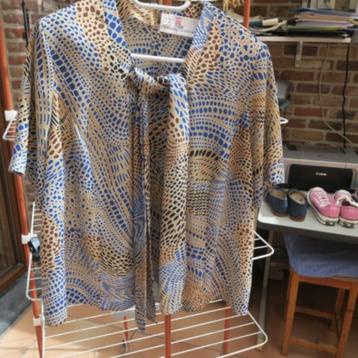 Blouse nieuw print blauw bruin Christi-Rose mt 48 beschikbaar voor biedingen