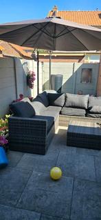 Zweefparasol met voet en beschermhoes, Ophalen, Verstelbaar, Gebruikt, 2 tot 3 meter