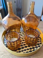 Twee flessen met twee waxine glazen., Ophalen, Zo goed als nieuw, Glas, Minder dan 50 cm