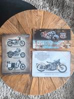 Set Retro Metalen Wandborden - Motorfietsen, Huis en Inrichting, Woonaccessoires | Wanddecoraties, Ophalen of Verzenden, Zo goed als nieuw