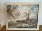 Prachtig schilderij met molen 56cm breed x 46 cm hoog, Ophalen of Verzenden