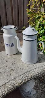 Emaille melkkan plus koffie kan, Antiek en Kunst, Antiek | Emaille, Ophalen