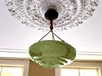 Art Deco Hanglamp Groen Glas, Huis en Inrichting, Lampen | Hanglampen, Gebruikt, Ophalen of Verzenden, Glas, Minder dan 50 cm