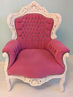 Luxe roze fauteuil met wit barok frame, Ophalen, Barok, Zo goed als nieuw, Stof