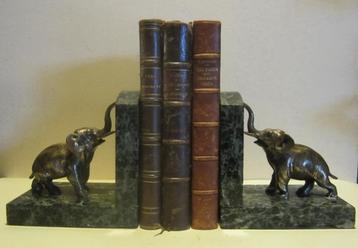 Antieke art deco boekensteunen olifanten, BRONS beschikbaar voor biedingen