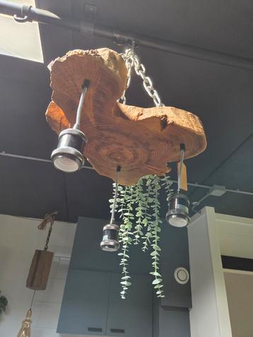 Exclusieve Acacia Houten Lamp met Retro Snoer beschikbaar voor biedingen