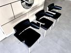 3-4x Ahrend Friso Kramer Resort stoelen jaren '60 zwart leer, Ophalen, Gebruikt, Drie, Zwart