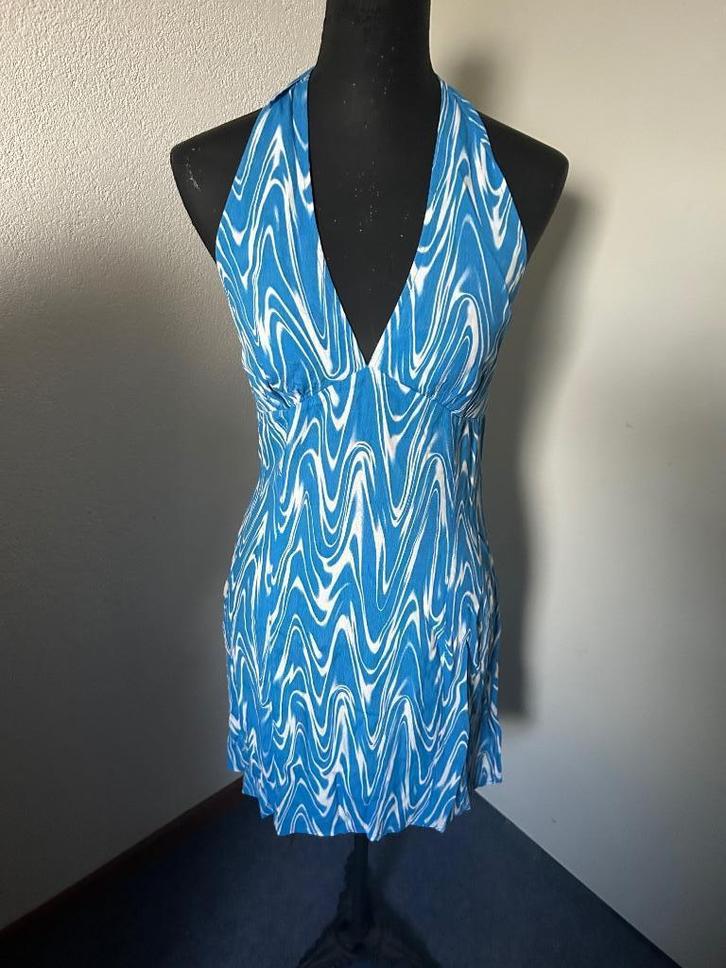 Tommy jeans jurkje Halter blue psychedelic print nieuw mt L, Kleding | Dames, Jurken, Nieuw, Maat 38/40 (M), Blauw, Boven de knie