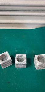 Theelicht houders van steen, beton look, 3 stuks, Ophalen of Verzenden