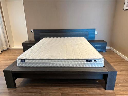 Goossens bed en kast, Huis en Inrichting, Slaapkamer | Bedden, Gebruikt, Tweepersoons, 160 cm, 200 cm, Hout, Grijs, Ophalen