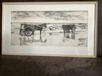 Gravure strandtafereel gemaakt door Cees Bijman, Antiek en Kunst, Kunst | Etsen en Gravures, Ophalen