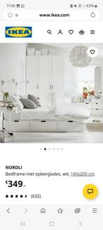 IKEA NORDLI bed, Huis en Inrichting, Ophalen, Wit, Tweepersoons, 140 cm