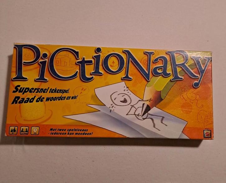 Pictionary Bordspel - Teken en Raad!, Hobby en Vrije tijd, Gezelschapsspellen | Bordspellen, Gebruikt, Drie of vier spelers, Vijf spelers of meer
