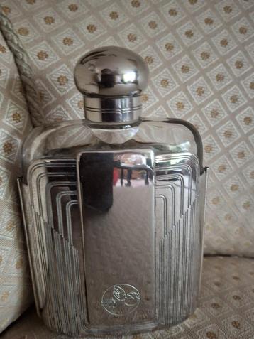 Art Deco Parfumfles Zilverkleurig Metaal/Glas Vintage beschikbaar voor biedingen