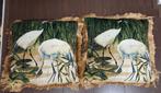 2 kussens 45x 45 groen met vogels, Ophalen of Verzenden