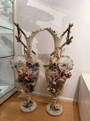 Majolica Vazen Paar, Frankrijk ca. 1880 90cm beschikbaar voor biedingen