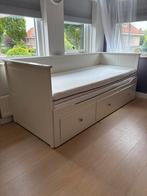Ikea Hemnes Bed / bedbank 3 lades/2 matrassen, wit 80x200 cm, Ophalen, Eenpersoons, Wit, Zo goed als nieuw