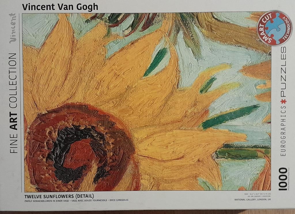 Puzzel van Gogh zonnebloem, Ophalen of Verzenden, 500 t/m 1500 stukjes, Zo goed als nieuw, Legpuzzel