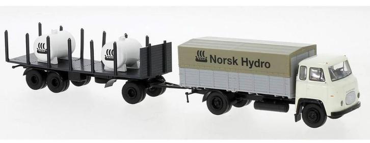 Brekina 85055 Scania LB 76 mit Rungenanhänger "Norsk Hydro", Hobby en Vrije tijd, Modelauto's | 1:87, Nieuw, Bus of Vrachtwagen