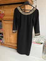 Prachtige zwarte Laura Ashley jurk gouden pailletten mt S, Zwart, Ophalen of Verzenden, Zo goed als nieuw, Maat 36 (S)