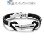 Dames of heren armband van siliconen en rvs accenten, Sieraden, Tassen en Uiterlijk, Armbanden, Verzenden, Nieuw, Zilver, Kunststof of Plastic