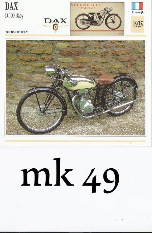 Mk49 motorkaart dax d 100 baby, Ophalen of Verzenden, Zo goed als nieuw, Auto's