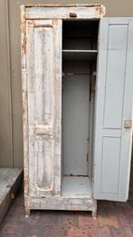 Houten locker, patina, massief hout, hang/leg, sleets wit, Ophalen