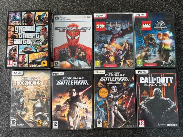 PC Games - GTA V, Spider-Man, Lego, Star Wars, COD, Spelcomputers en Games, Games | Pc, Gebruikt, Avontuur en Actie, 1 speler
