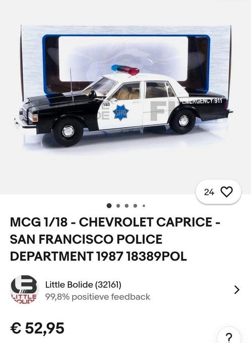 Chevrolet Caprice SFPD 1987, Hobby en Vrije tijd, Modelauto's | 1:18, Zo goed als nieuw, Auto, Overige merken, Ophalen of Verzenden