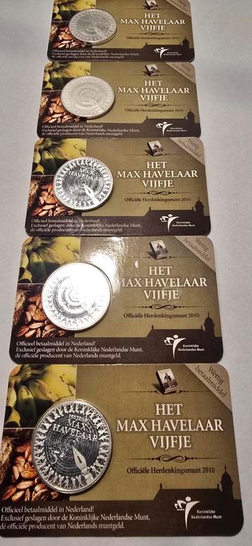 5x 5 Max Havelaar Vijfje 2010 - Herdenkingsmunt beschikbaar voor biedingen