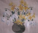 Compleet borduurpakket vaas met Gele en witte bloemen, Verzenden, Nieuw, Borduurpakket