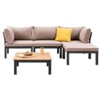 Le Sud Loungeset Ardeche 5 delig met taupe kleur kussens, Ophalen, 4 zitplaatsen, Aluminium, Zo goed als nieuw