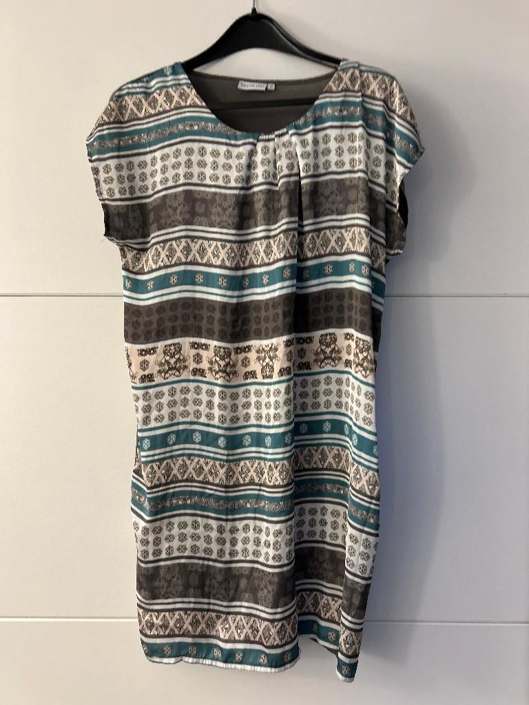 Trend One multicolor jurk met print, Maat 42/44 (L), Ophalen of Verzenden, Knielengte, Grijs