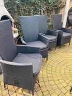 4 wicker antraciet zwart diningset stoelen tuinstoelen, Tuin en Terras, Overige Tuin en Terras, Ophalen of Verzenden, Zo goed als nieuw