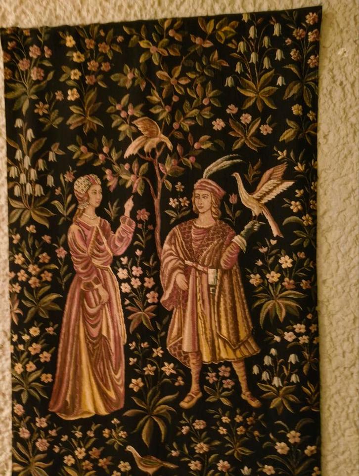 Middeleeuws Wandtapijt met Figuren, Antiek en Kunst, Antiek | Kleden en Textiel, Ophalen of Verzenden