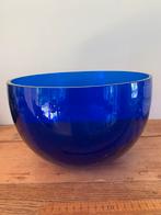Design glas schaal blauw vintage, Ophalen of Verzenden, Zo goed als nieuw, Rond, Glas