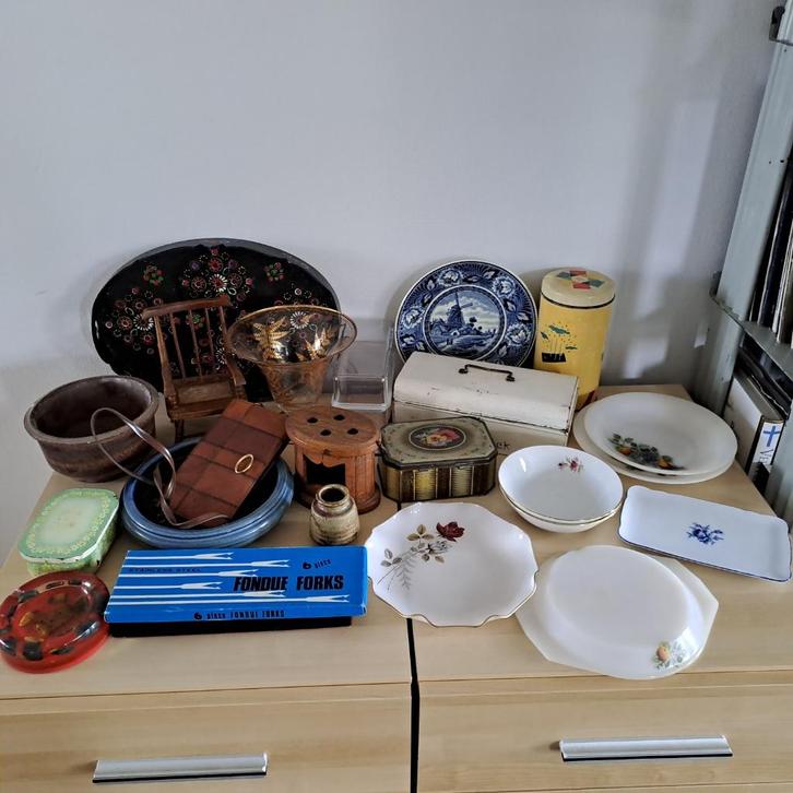 Doos met diverse rommelmarktspullen (o.a.vintage), Diversen, Rommelmarktspullen, Gebruikt, Ophalen