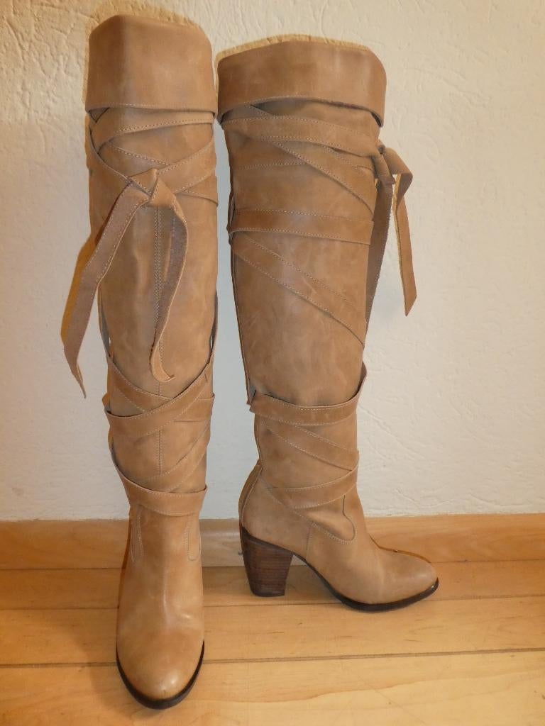 Chick on a Mission laarzen maat 36 VINTAGE overknee beige, Hoge laarzen, Chick on a Mission, Verzenden, Beige
