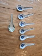 7 Chinese Lepels - Blauw & Groen Motief, Ophalen of Verzenden
