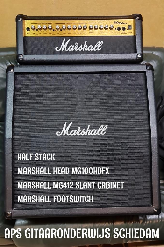 NETTE MARSHALL HEAD MG100HDFX + MARSHALL MG412A 120W RMS CAB, Muziek en Instrumenten, Versterkers | Bas en Gitaar, Zo goed als nieuw