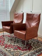 2x Montis CHARLY design fauteuils – Cognac leder, Ophalen, Design, Montis, Gerard van den Berg, 75 tot 100 cm, Zo goed als nieuw