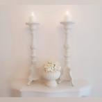 Set van 2 brocante kandelaars, Ophalen of Verzenden, 50 tot 75 cm