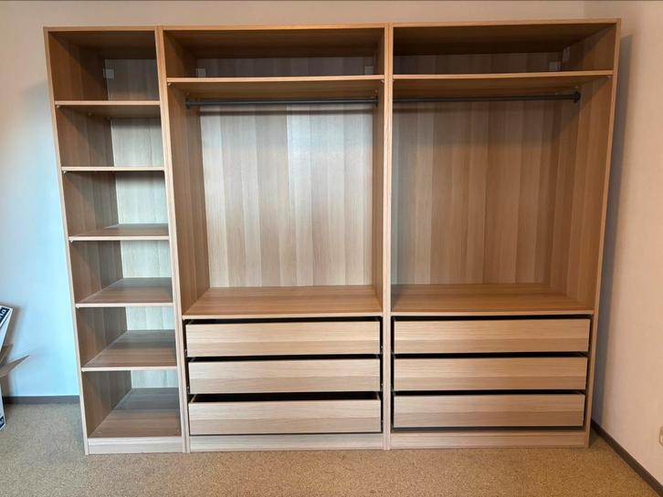 IKEA Pax kledingkast eiken 3 delig 201x250x58, Huis en Inrichting, Kasten | Kledingkasten, Zo goed als nieuw, 200 cm of meer, 200 cm of meer