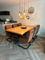 Houten eettafel met stoelen, Huis en Inrichting, Tafels | Eettafels, Ophalen, 100 tot 150 cm, Eikenhout, Zo goed als nieuw