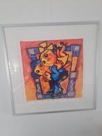 Vrolijk Ad Verstijnen kunstwerk zeefdruk schilderij. 77x77, Ophalen of Verzenden