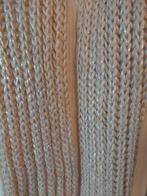 Beige knitted sjaal met zilveren coating, grote kwasten, Ophalen of Verzenden, Zo goed als nieuw, Maat 46/48 (XL) of groter, Sjaal