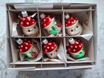 Vintage kerstballen paddenstoel kabouter aardbei kerst, Verzenden, Zo goed als nieuw