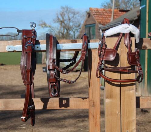 Te koop pony mentuig bruin wit doorstikt nieuw, Dieren en Toebehoren, Paarden en Pony's | Hoofdstellen en Tuigage, Nieuw, Overige soorten