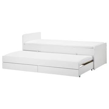 Kinderbed met onderbed en opberger, wit, 90x200 cm beschikbaar voor biedingen
