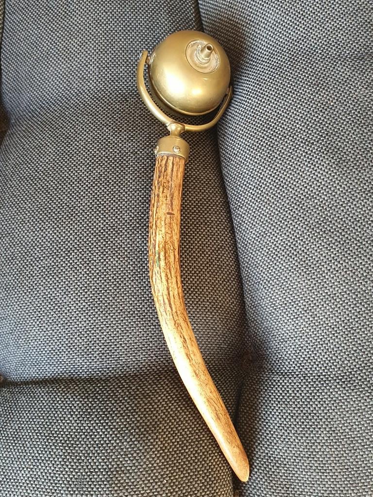 Antieke met beenhandvat sigaren aansteker, Antiek en Kunst, Antiek | Koper en Brons, Ophalen of Verzenden